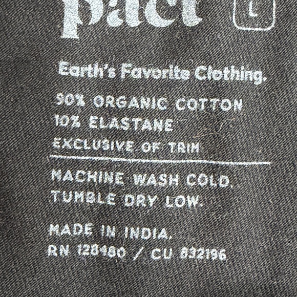 PACT  Women's Large Black Straight Leg Organic Cotton Stretch Athleisure - Picture 2 of 5